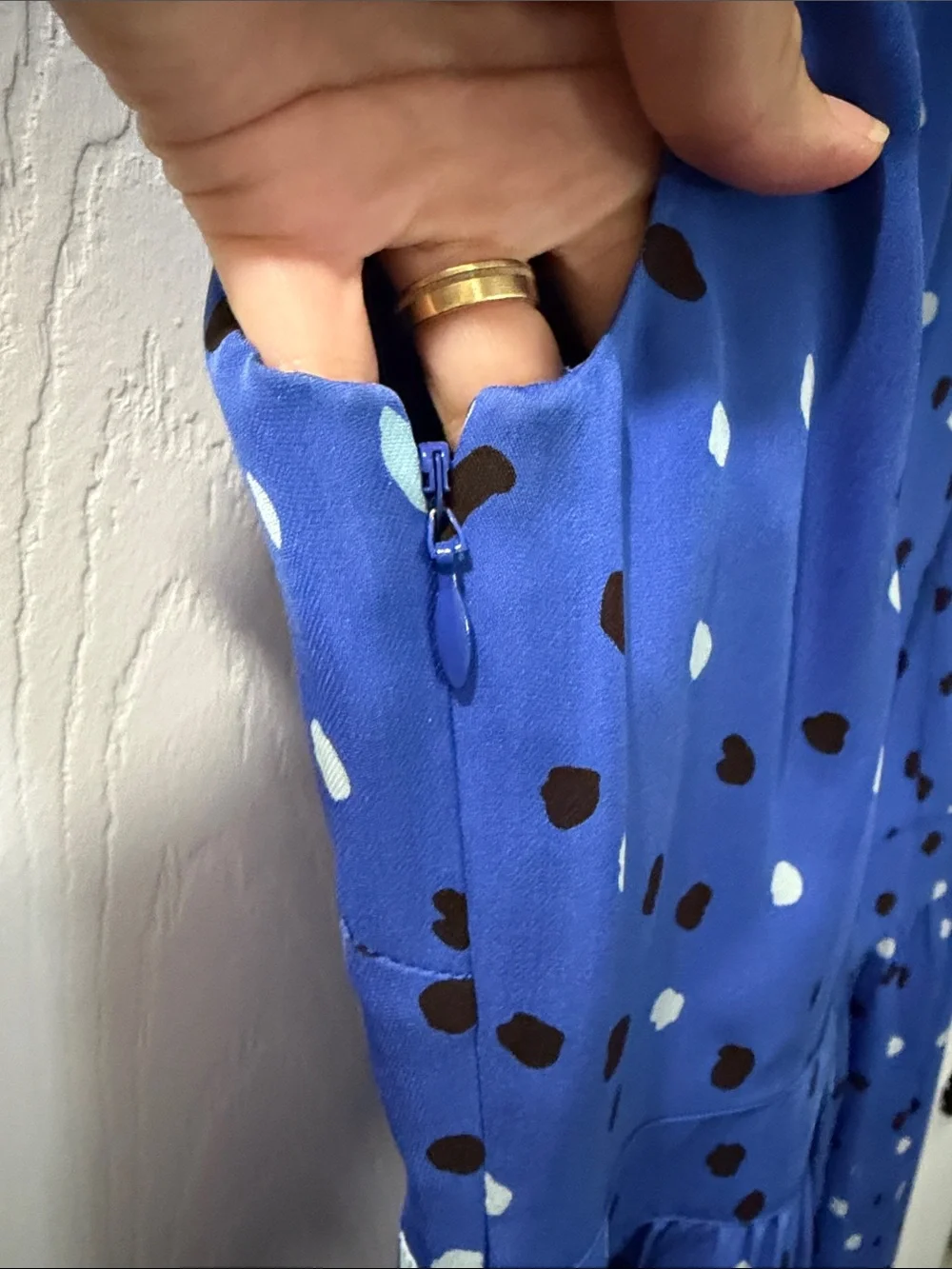J. Crew Blue Dot Cap-Sleeve Dress